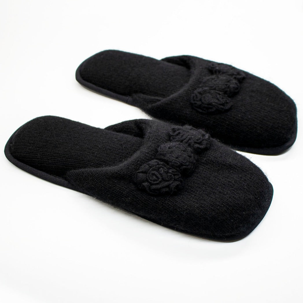 Portolano Women's Cashmere Slippers with Rosettes