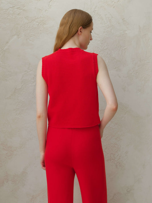 Cashmere Mix Sleeveless V-neck Top, Premium Italian