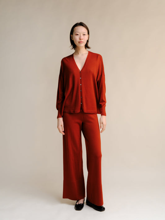 Oversize-Cardigan aus extrafeiner Merinowolle mit V-Ausschnitt (3D-Strick)