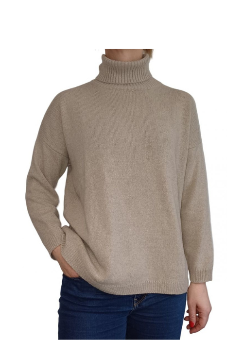 Oversized Damenpullover mit Stehkragen – Nachhaltiges Kaschmir