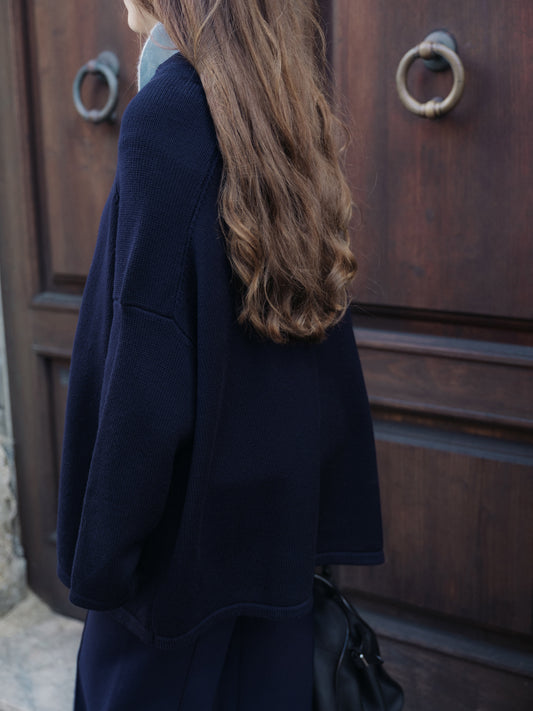 Maxi-Pullover aus extrafeiner Merinowolle mit Vulkandruck