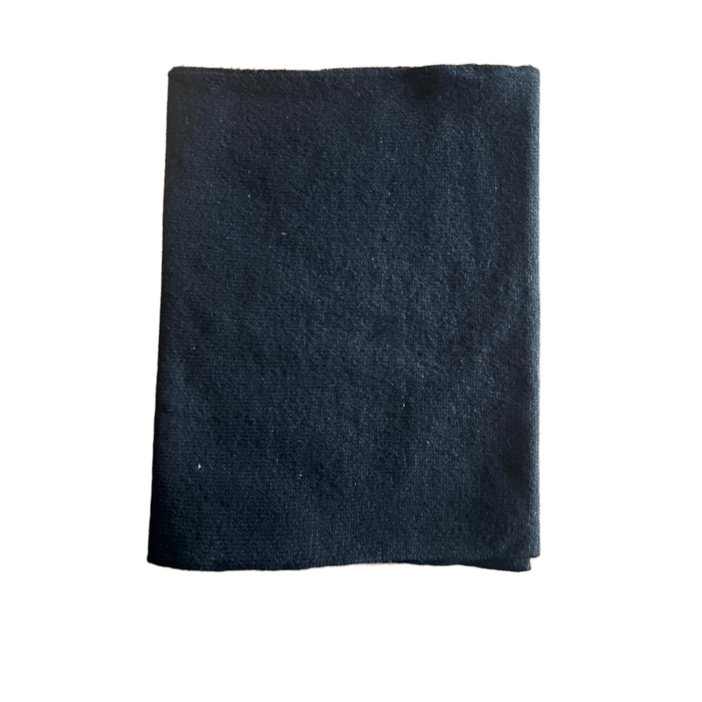 Black men's shaved merino wool scarf. Italian-made, breathable and sustainable fashion accessory for all seasons.