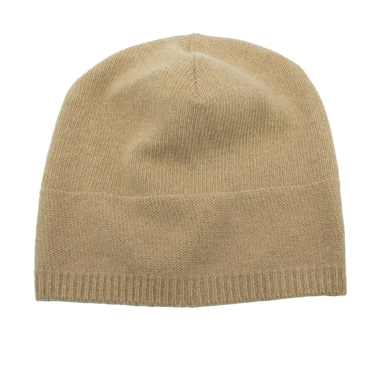 Camel Portolano Women's Cashmere Slouchy Hat in soft knit. Classic neutral beanie with ribbed edge, perfect for everyday wear.