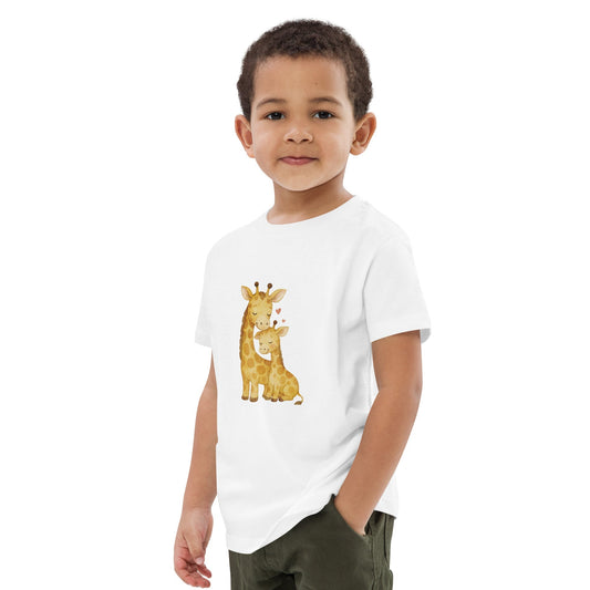 GOTS certified organic cotton kids t-shirt with giraffe design by HenryPawHaven
