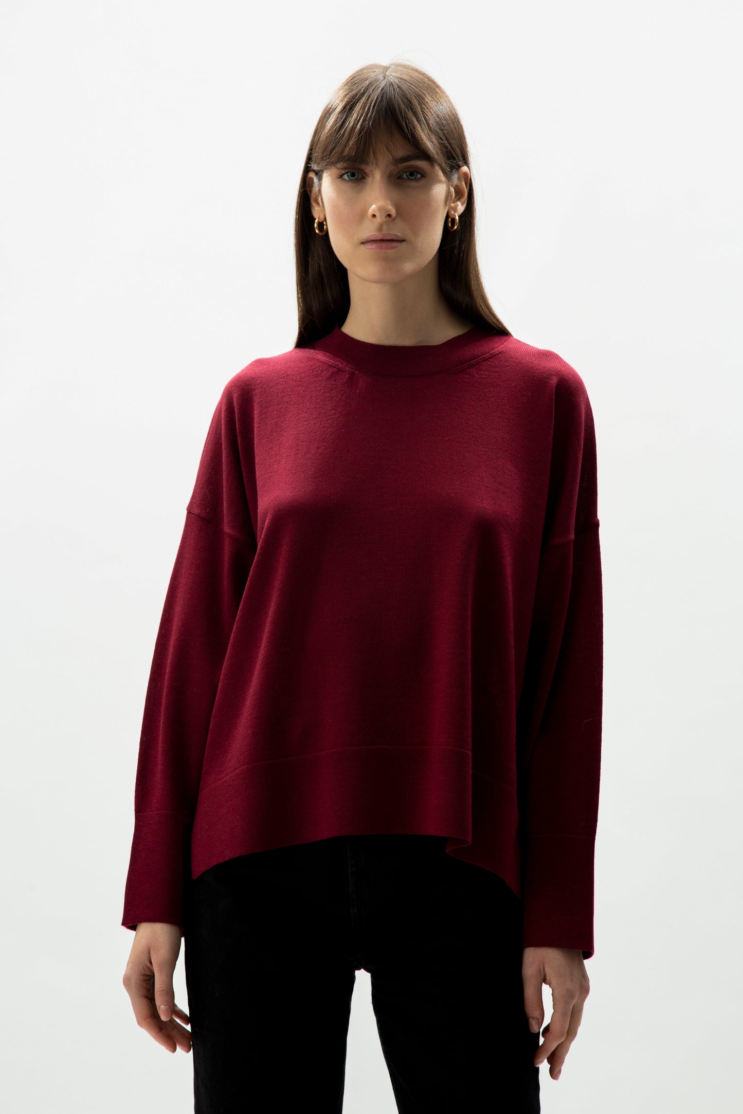 Alma Extra Fine Merino Wool Oversized Crewneck Sweater - Italian Knit