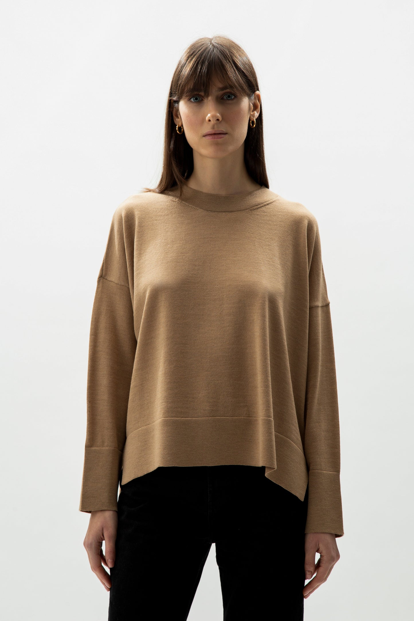 Alma Extra Fine Merino Wool Oversized Crewneck Sweater - Italian Knit