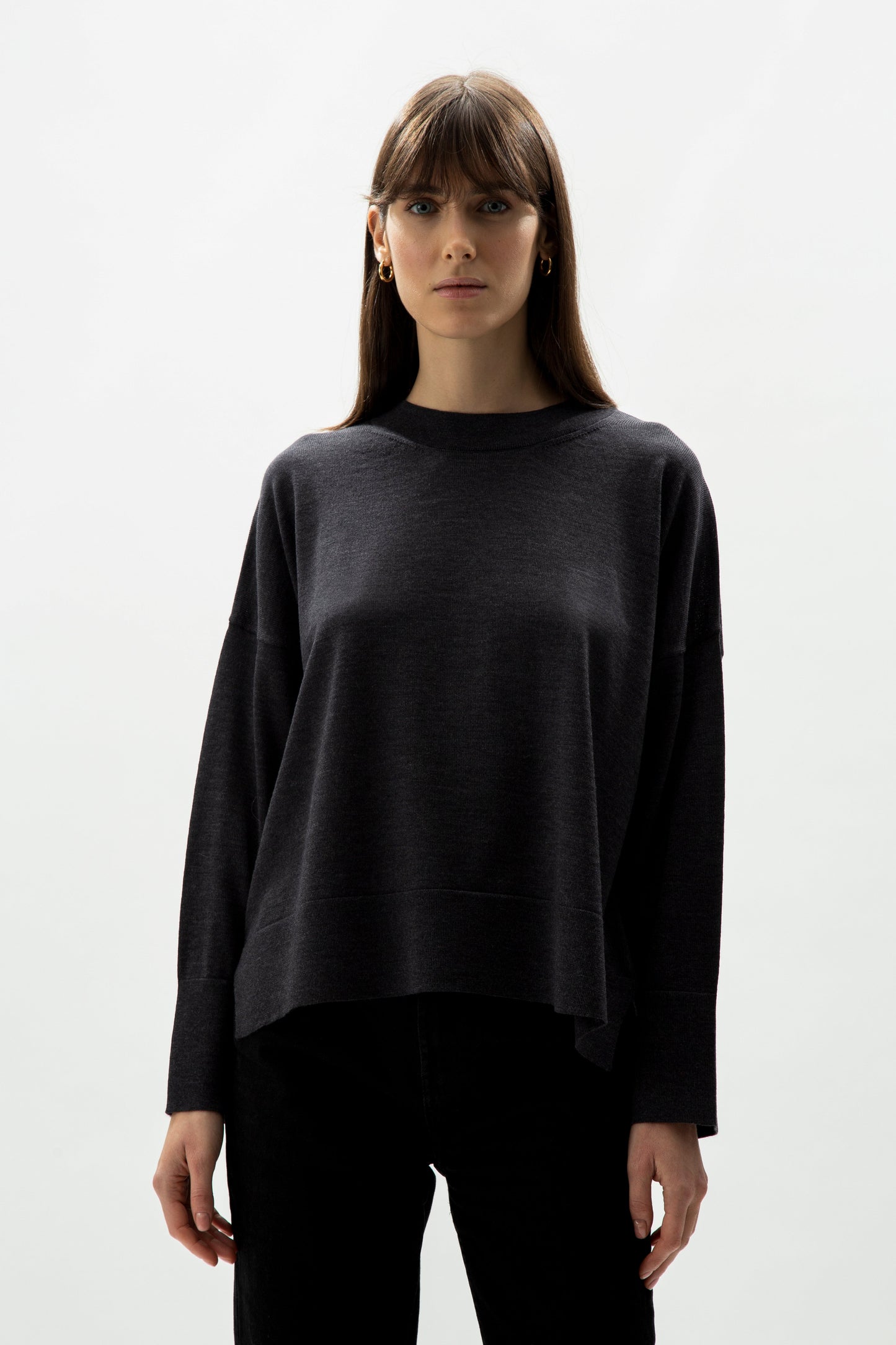 Alma Extra Fine Merino Wool Oversized Crewneck Sweater - Italian Knit
