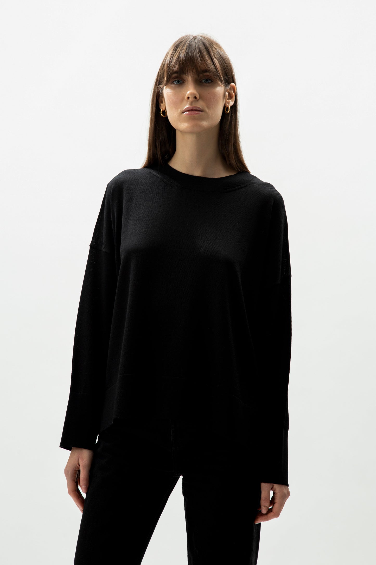 Alma Extra Fine Merino Wool Oversized Crewneck Sweater - Italian Knit