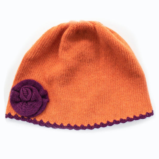 Portolano Kids Cashmere Blend Hat with Contrast Flower