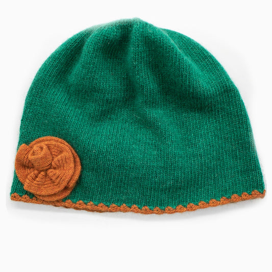 Portolano Kids Cashmere Blend Hat with Contrast Flower