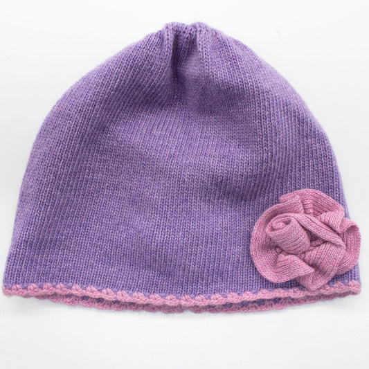 Portolano Kids Cashmere Blend Hat with Contrast Flower