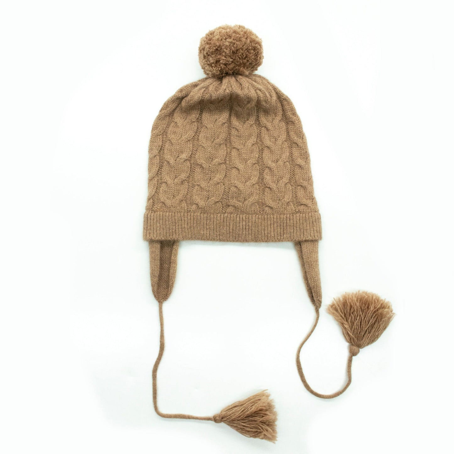 Portolano Kids Cashmere Blend Earflap Hat with Pom Pom
