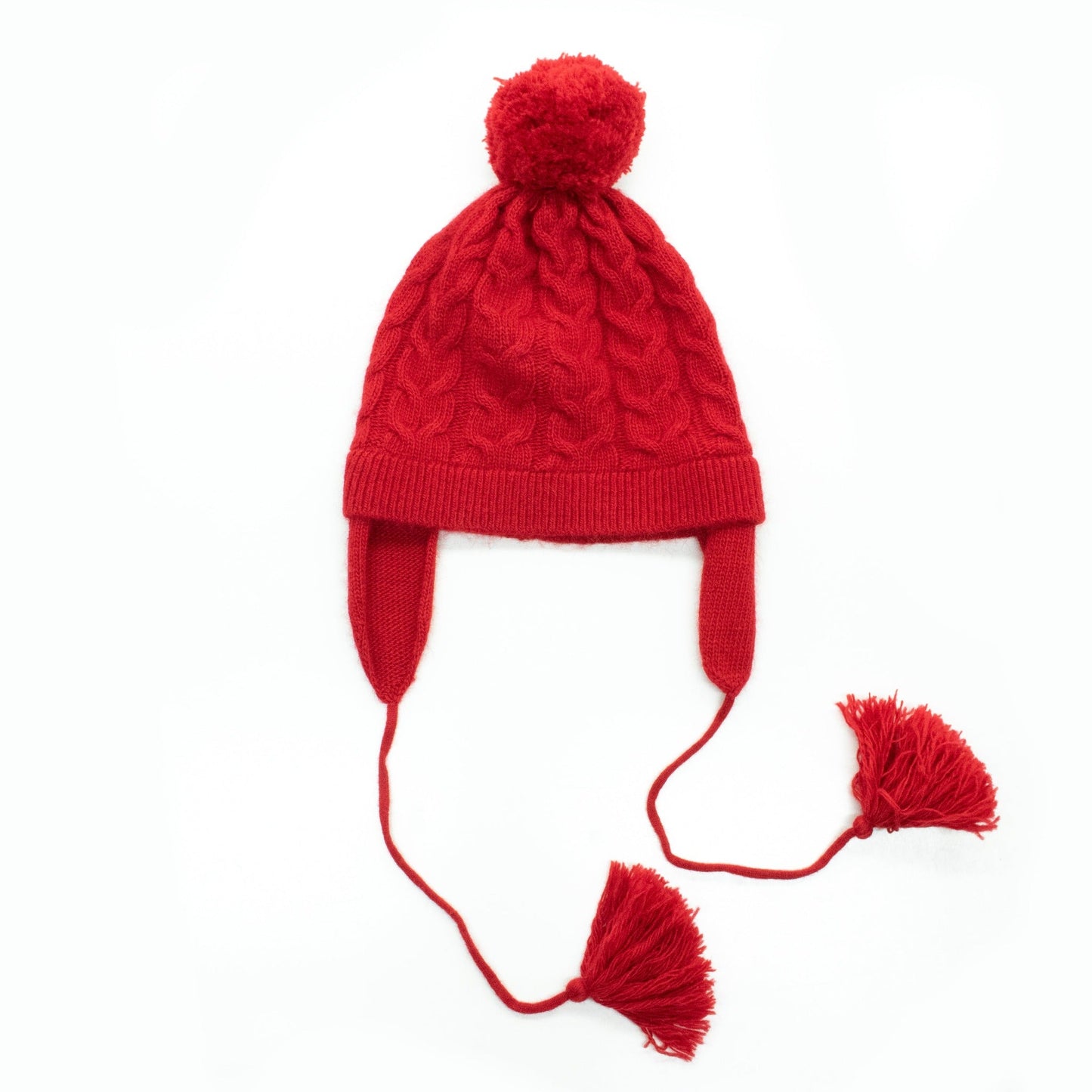 Portolano Kids Cashmere Blend Earflap Hat with Pom Pom