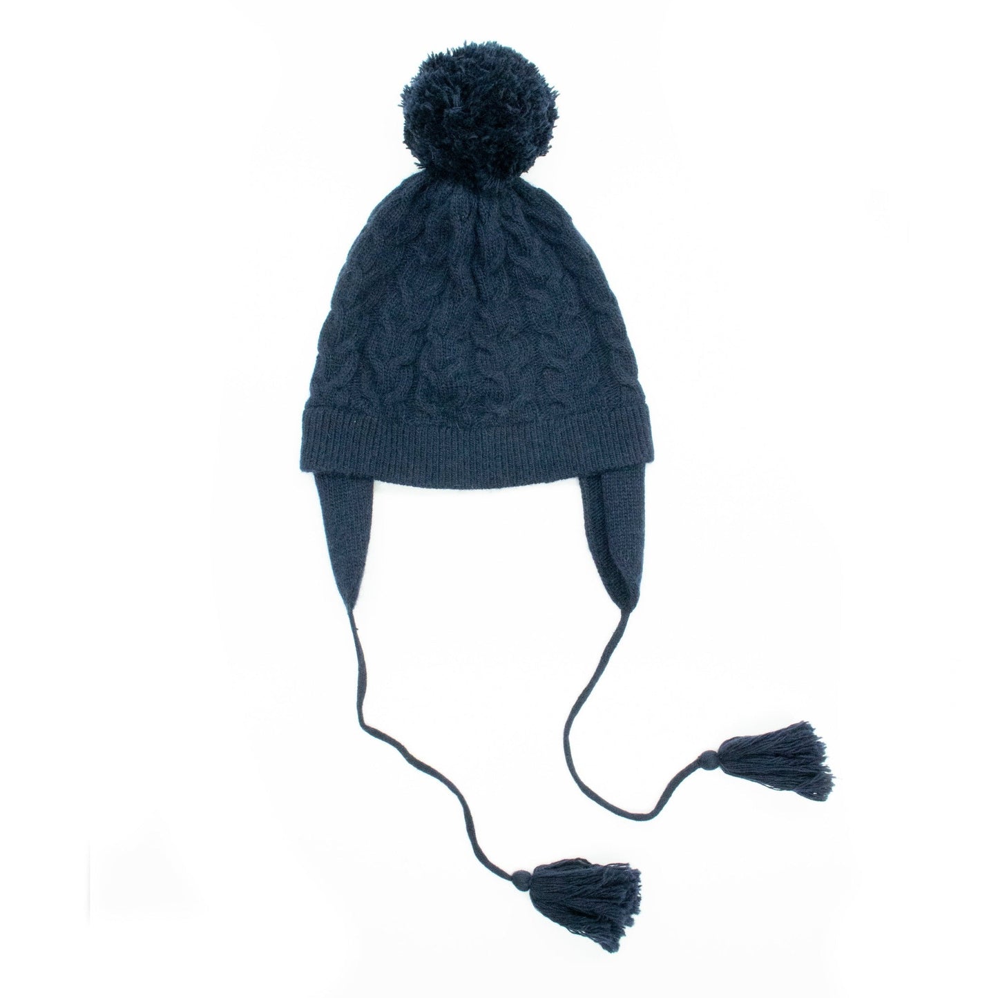 Portolano Kids Cashmere Blend Earflap Hat with Pom Pom