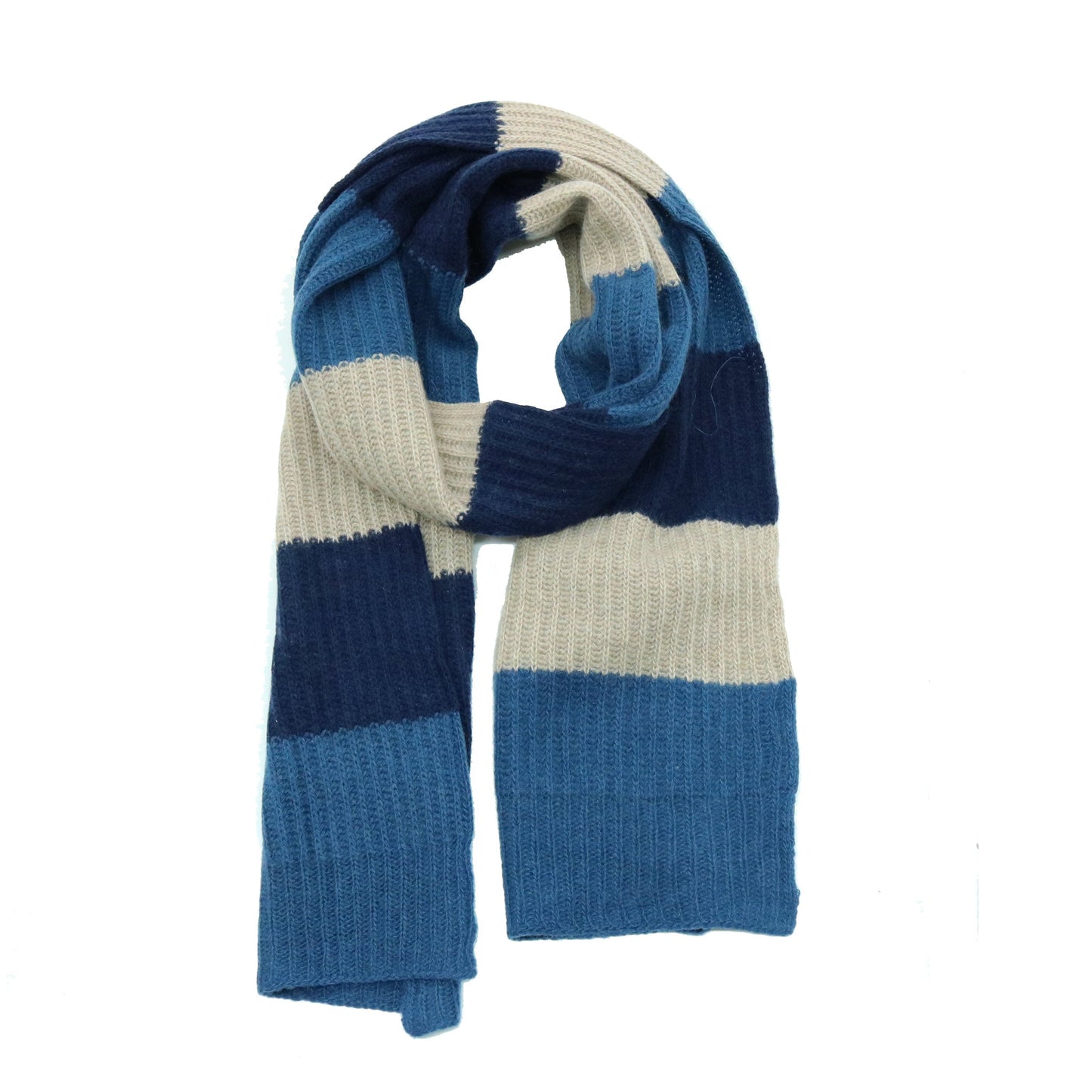 Portolano Women's Cashmere Multicolor Scarf with Rib Stitch