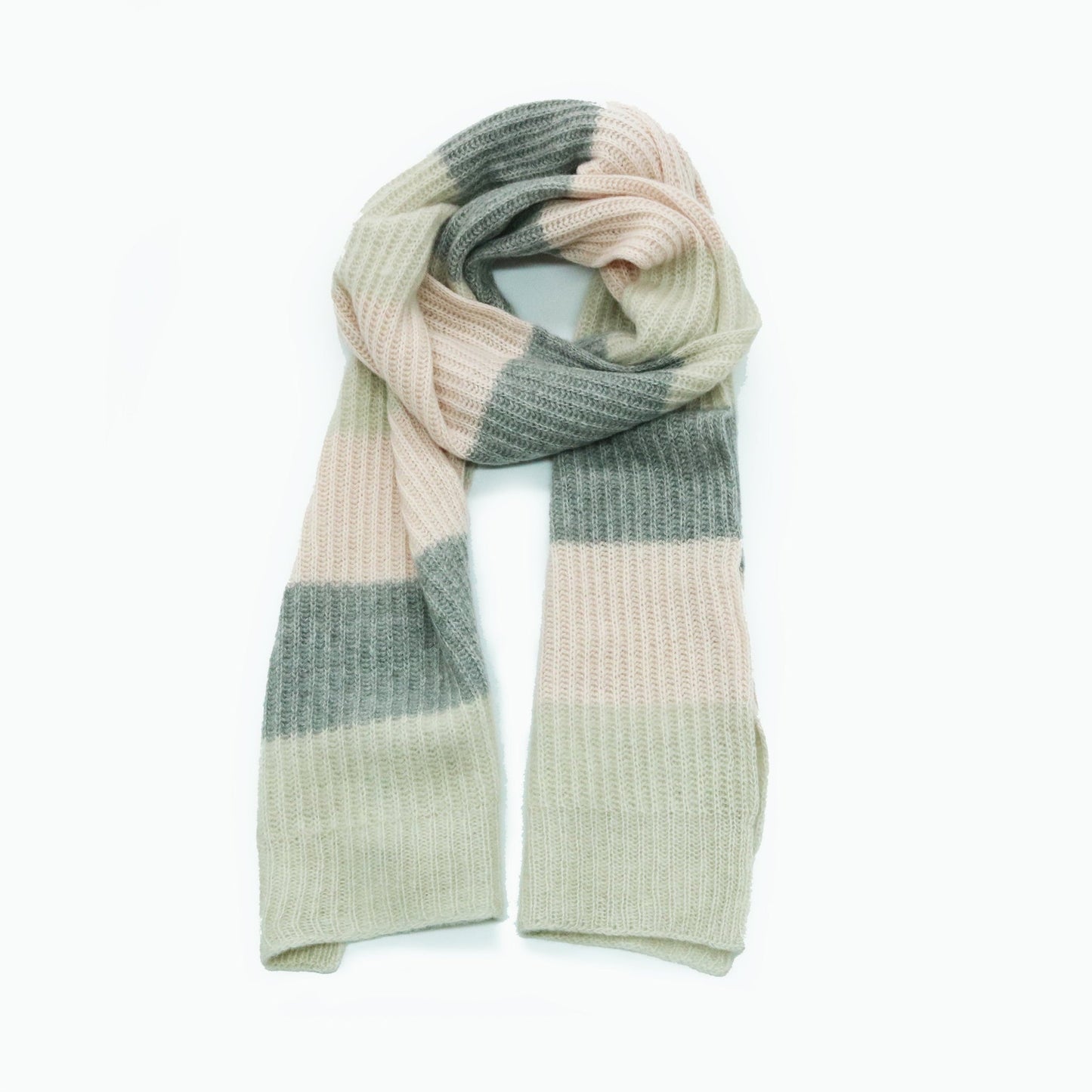 Portolano Women's Cashmere Multicolor Scarf with Rib Stitch