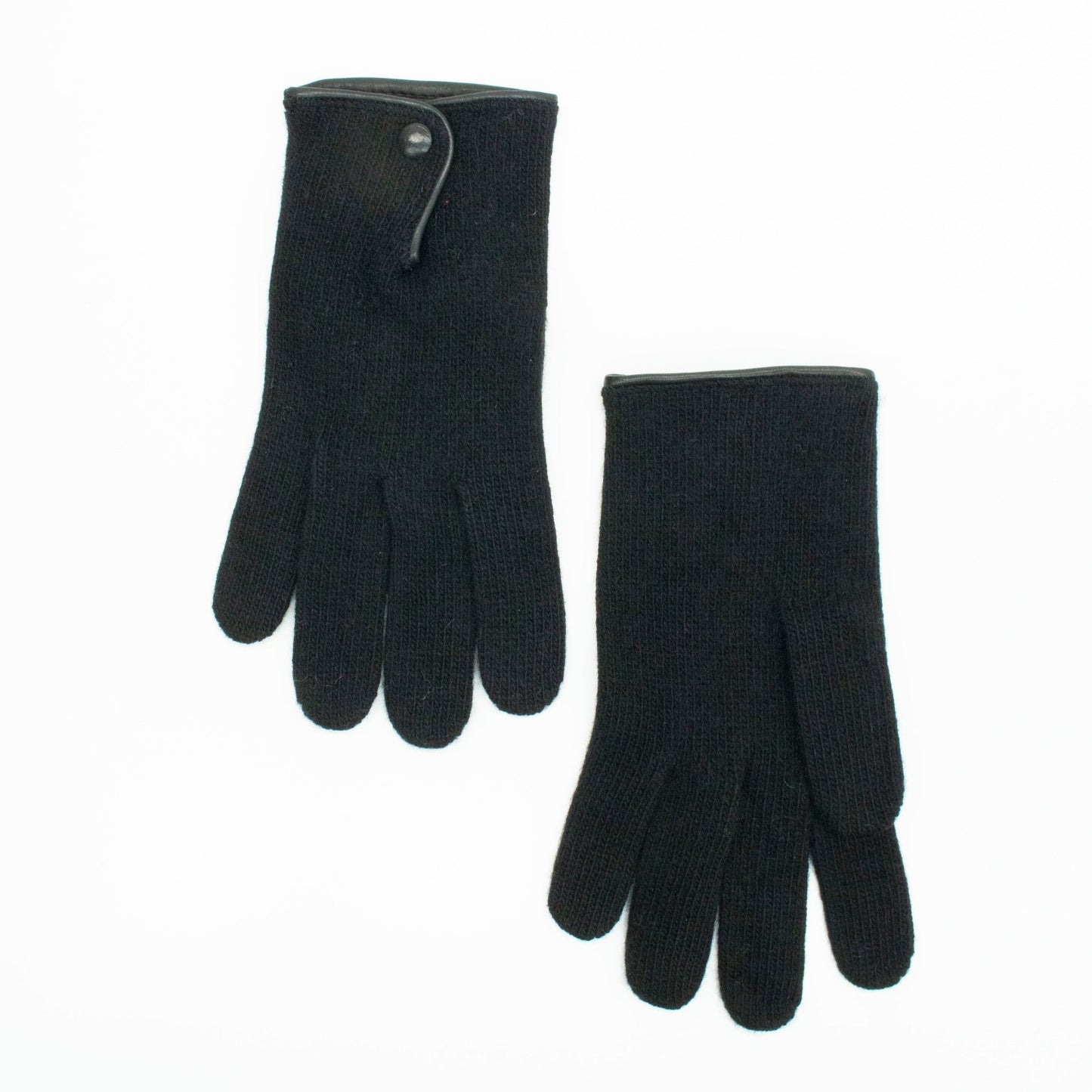 Portolano Women's Cashmere Gloves with Leather Button Detail