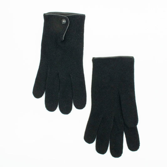 Portolano Women's Cashmere Gloves with Leather Button Detail