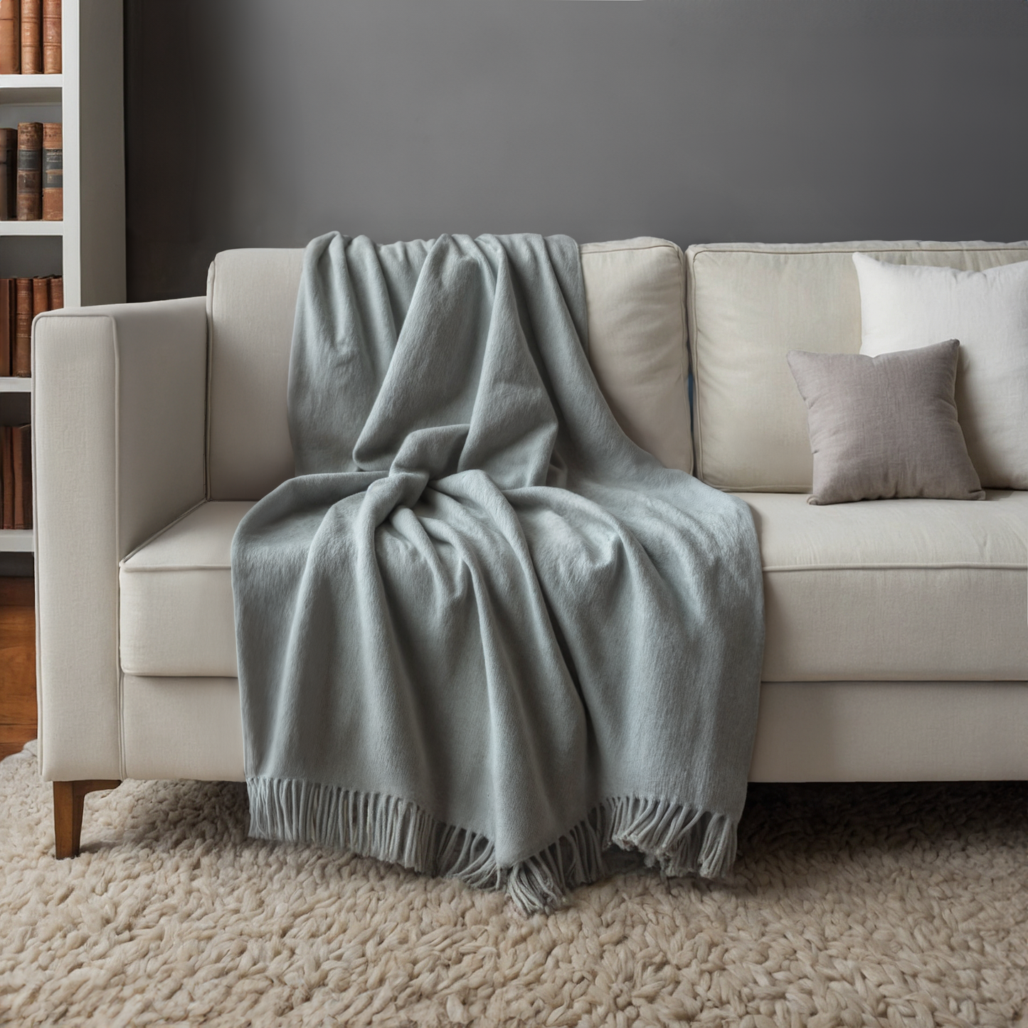 CASHMERE WOVEN THROW WITH FRINGES