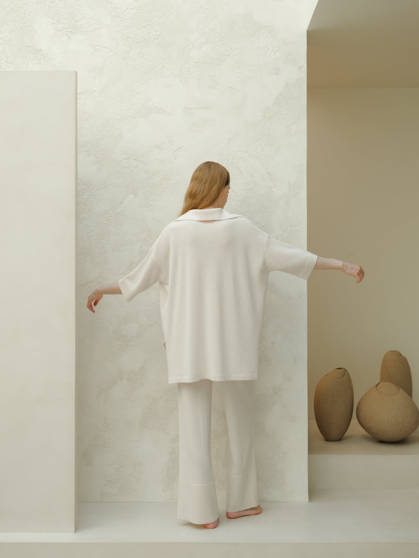 Extrafeine Merinohose mit weitem Bein – Italienische Strickwaren