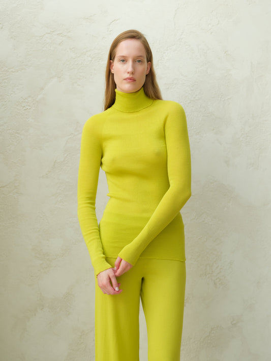 Extra Fine Merino Wool Ribbed Turtleneck 3D-Knit