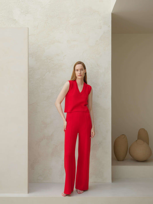 Cashmere Mix Sleeveless V-neck Top, Premium Italian