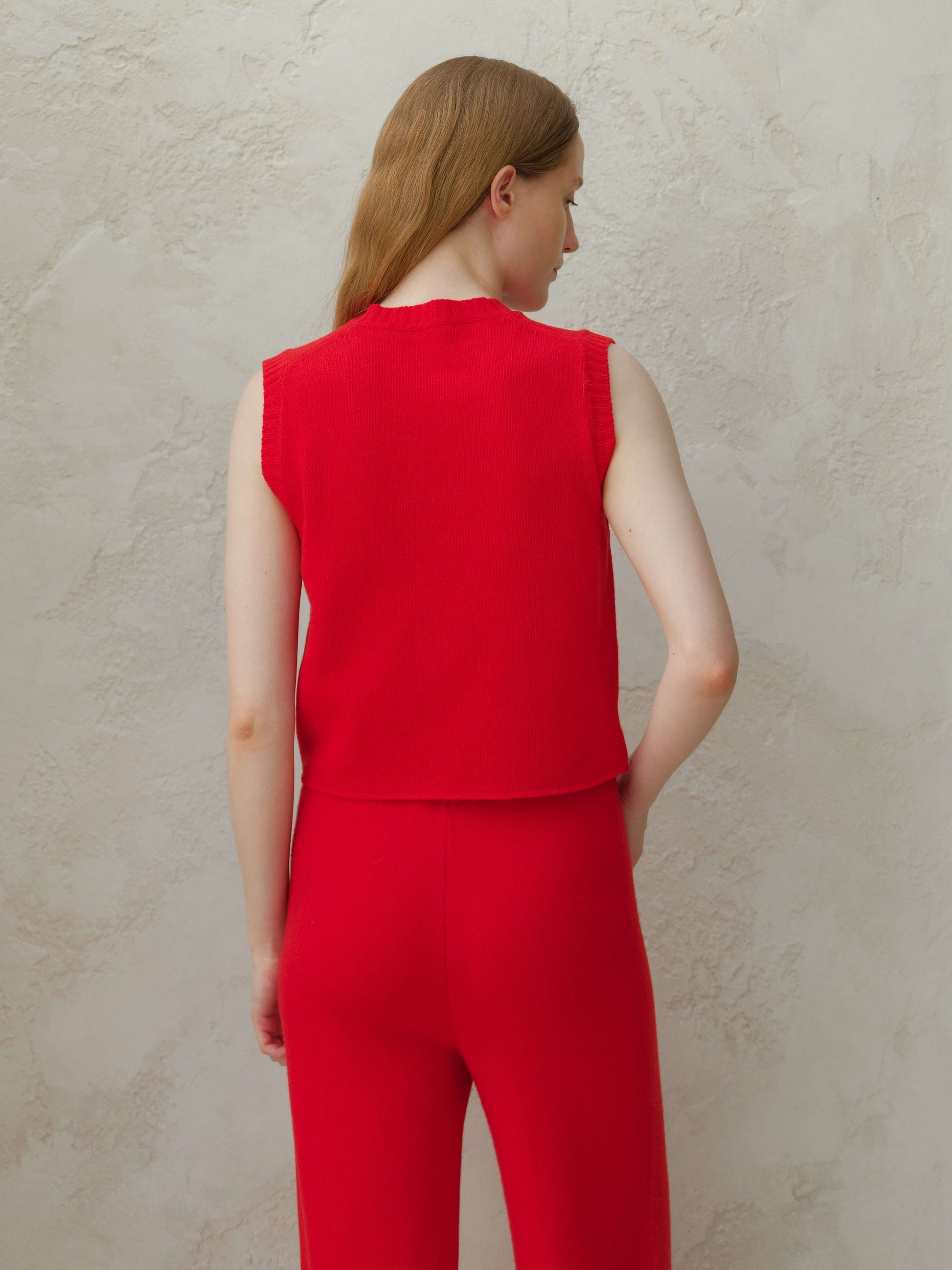 Cashmere Mix Sleeveless V-neck Top, Premium Italian