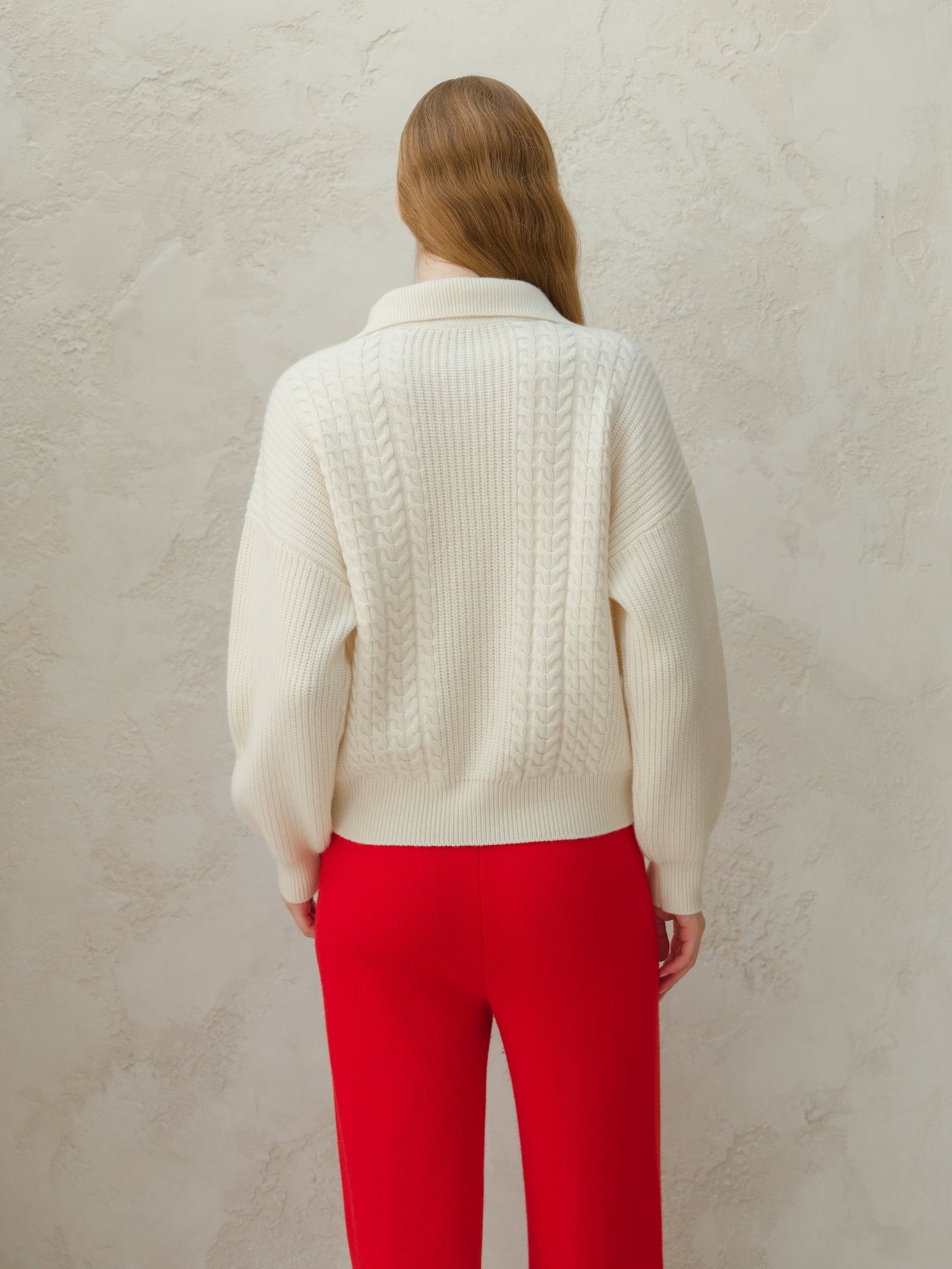 Cardigan polo torsadé en cachemire mélangé
