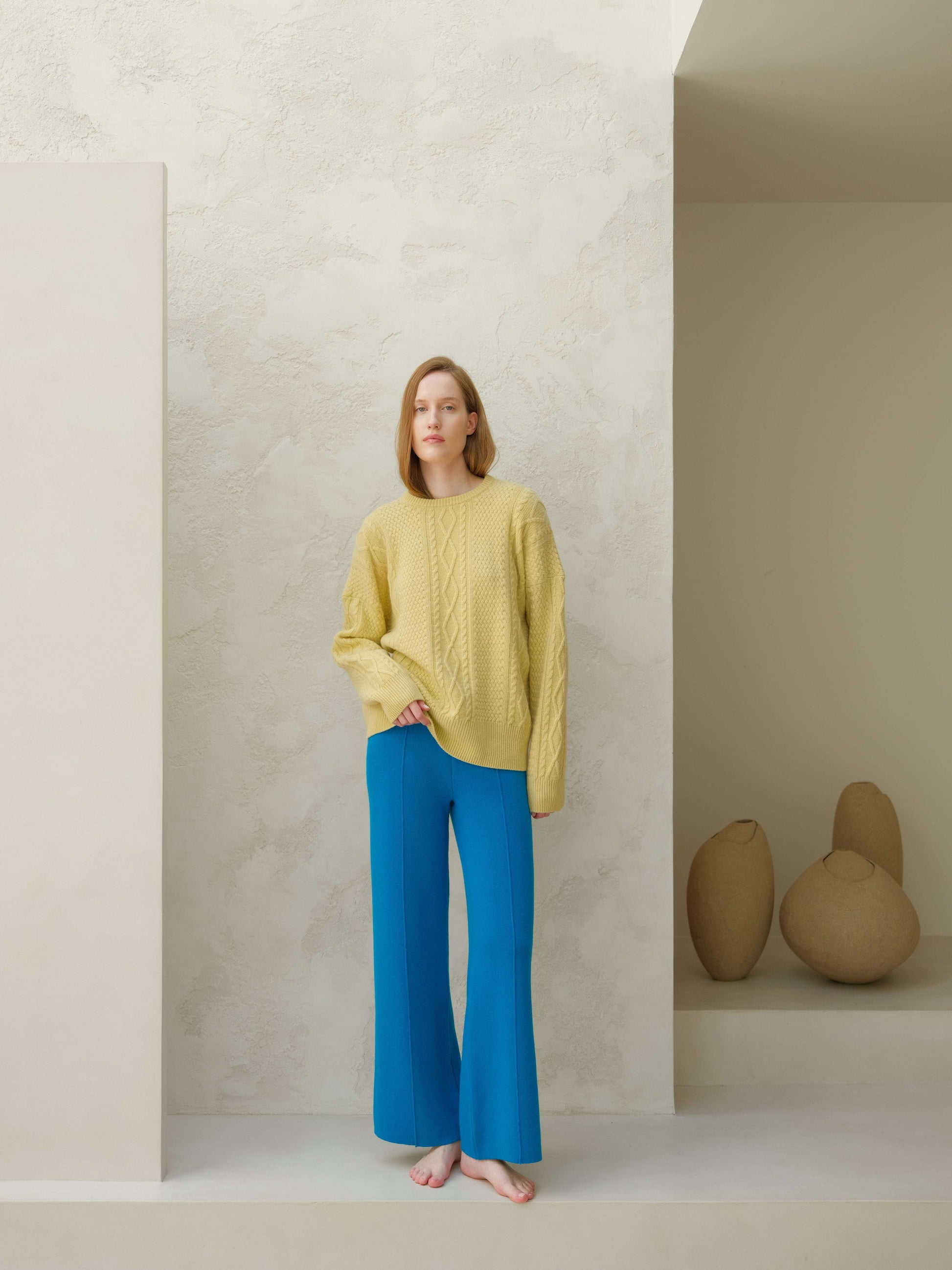 Cashmere Mix Fisherman Crewneck Sweater-7