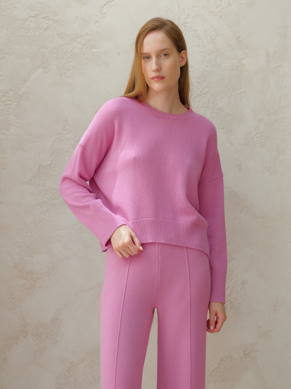 Pull décontracté à col rond en mélange cachemire