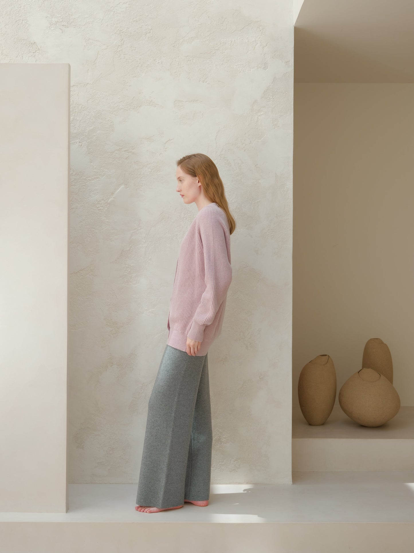 Cashmere Mix Long Ribbed Cardigan, premium Italian knitwear