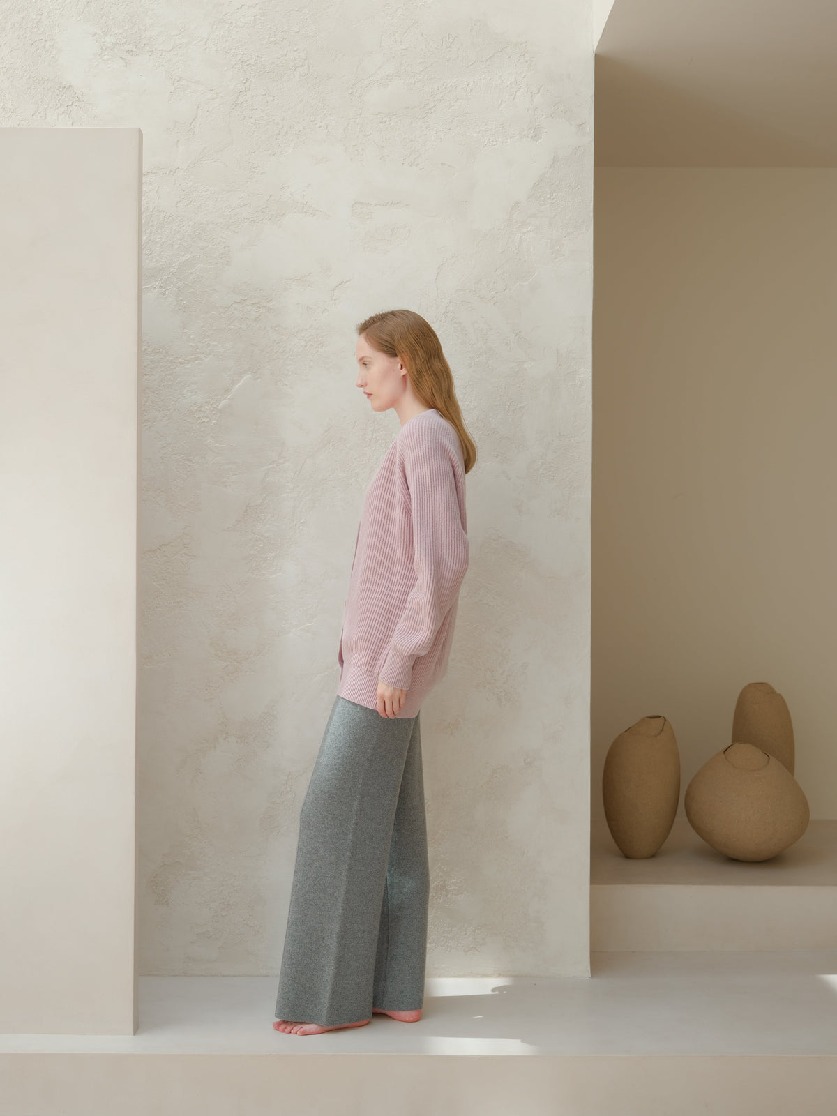 Cashmere Mix Long Ribbed Cardigan, premium Italian knitwear
