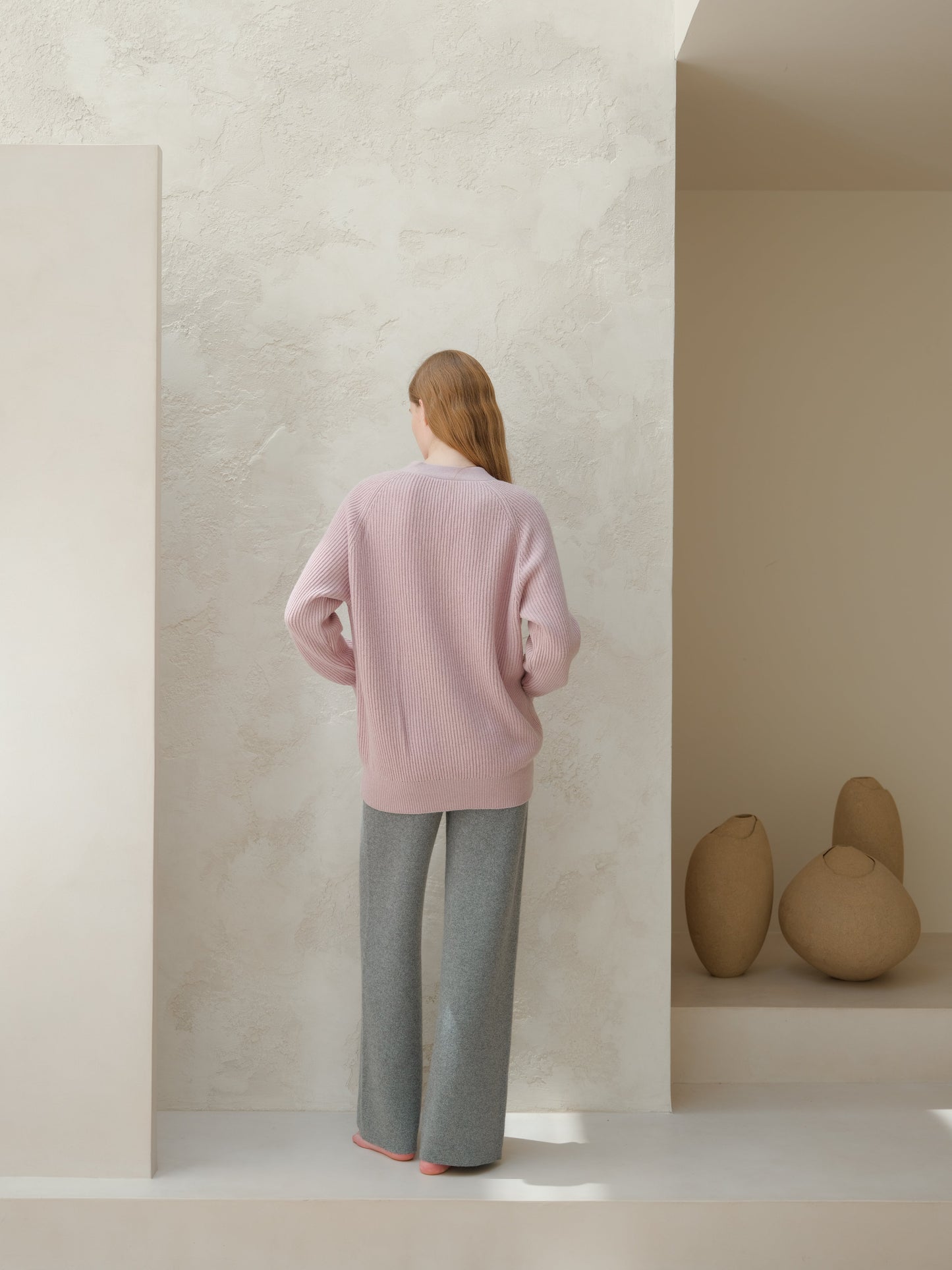 Cashmere Mix Long Ribbed Cardigan, premium Italian knitwear