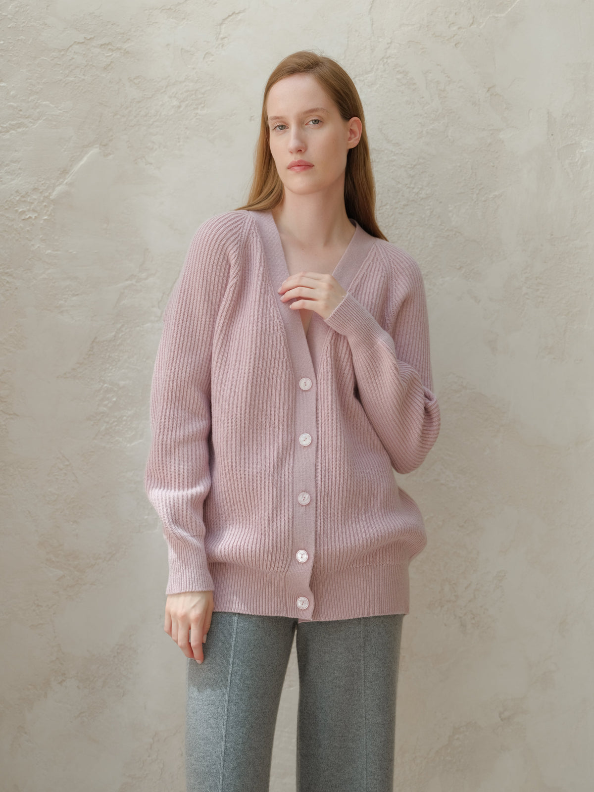 Cashmere Mix Long Ribbed Cardigan, premium Italian knitwear