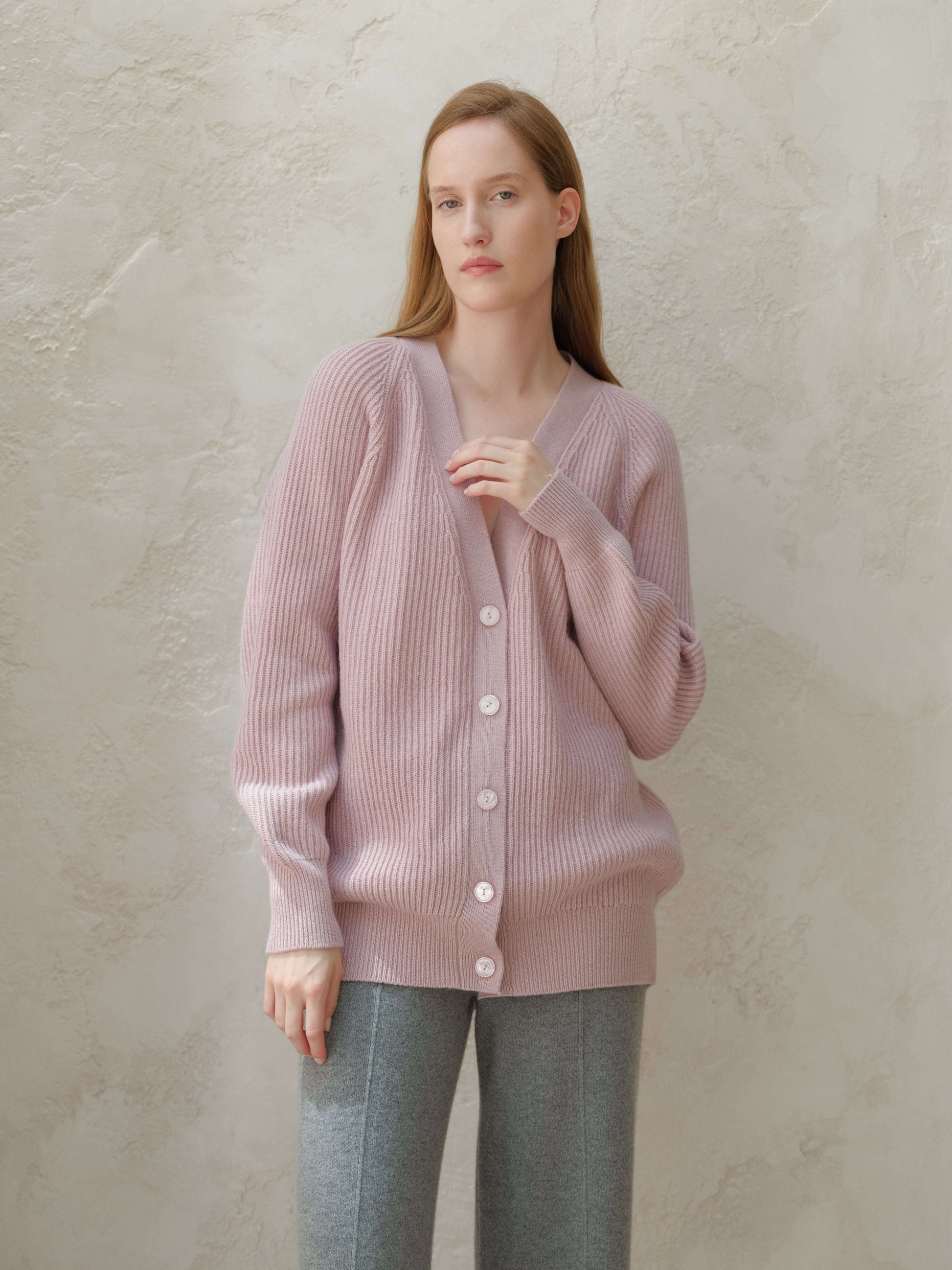 Cashmere Mix Long Ribbed Cardigan, premium Italian