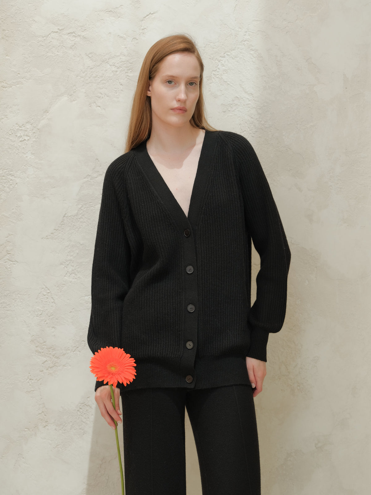 Cashmere Mix Long Ribbed Cardigan, premium Italian knitwear