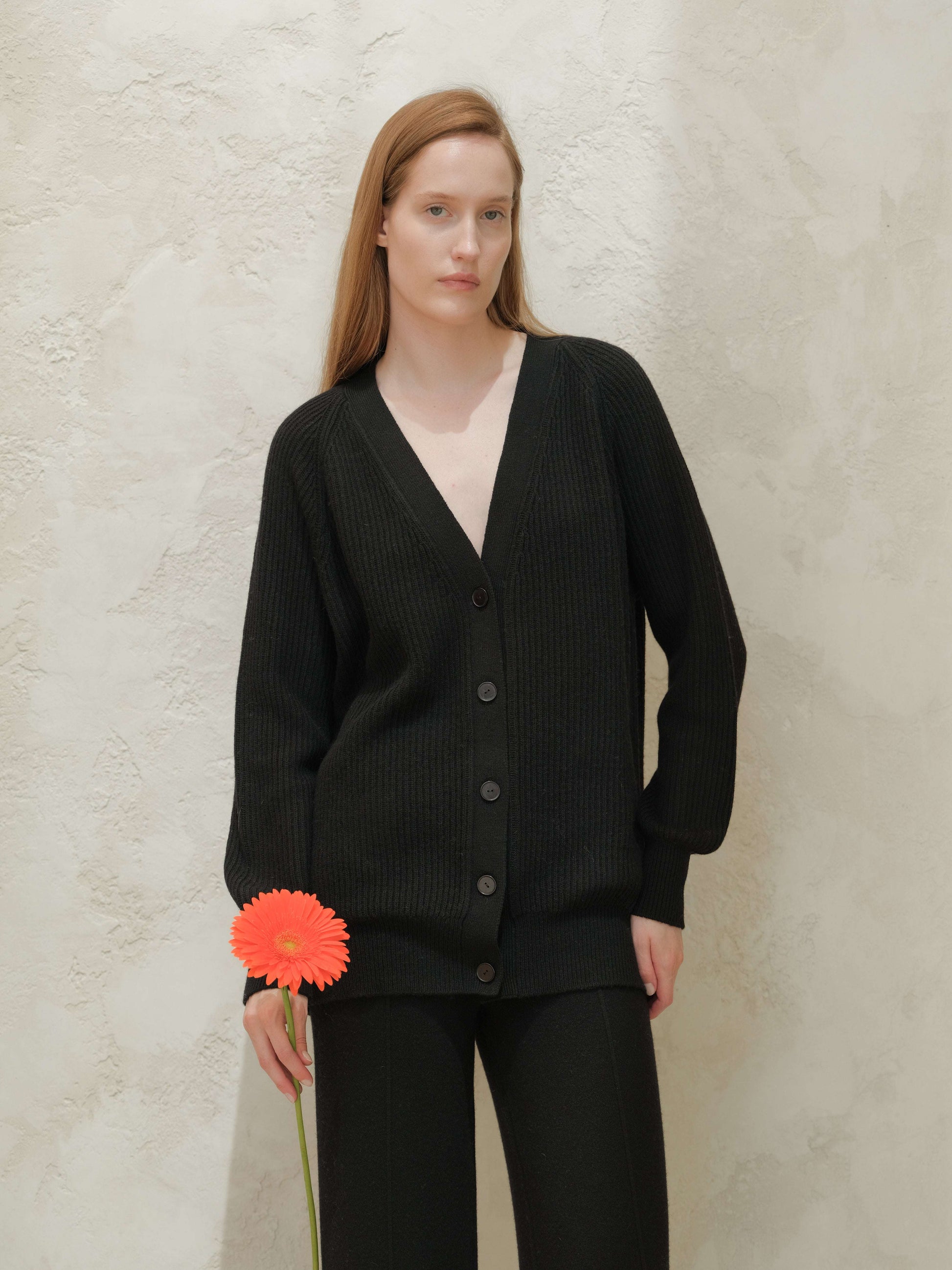 Cashmere Mix Long Ribbed Cardigan, premium Italian