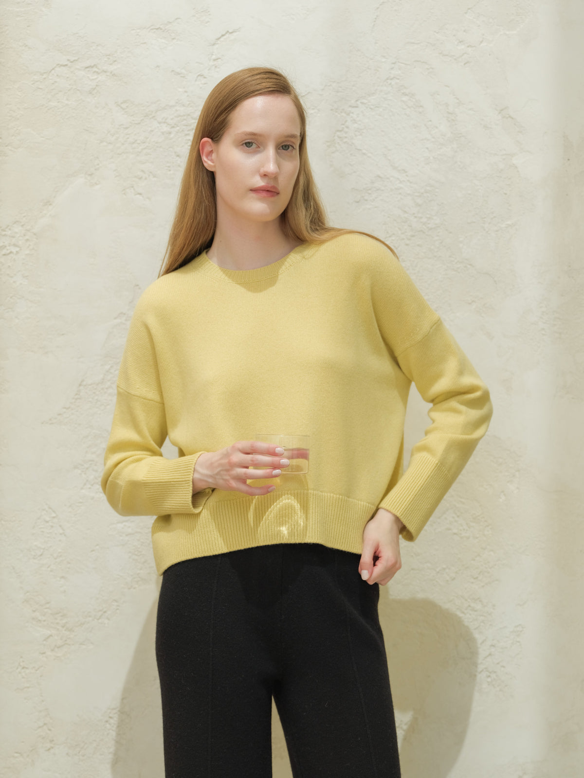Pull décontracté à col rond en mélange cachemire