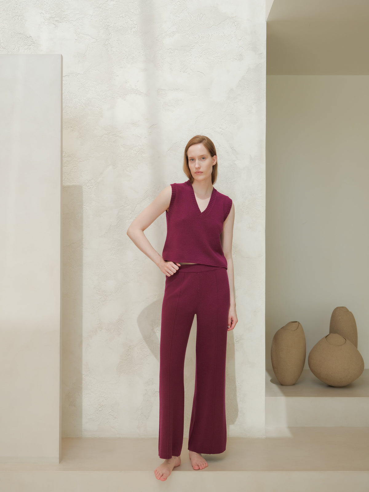 Cashmere Mix Solid Trousers