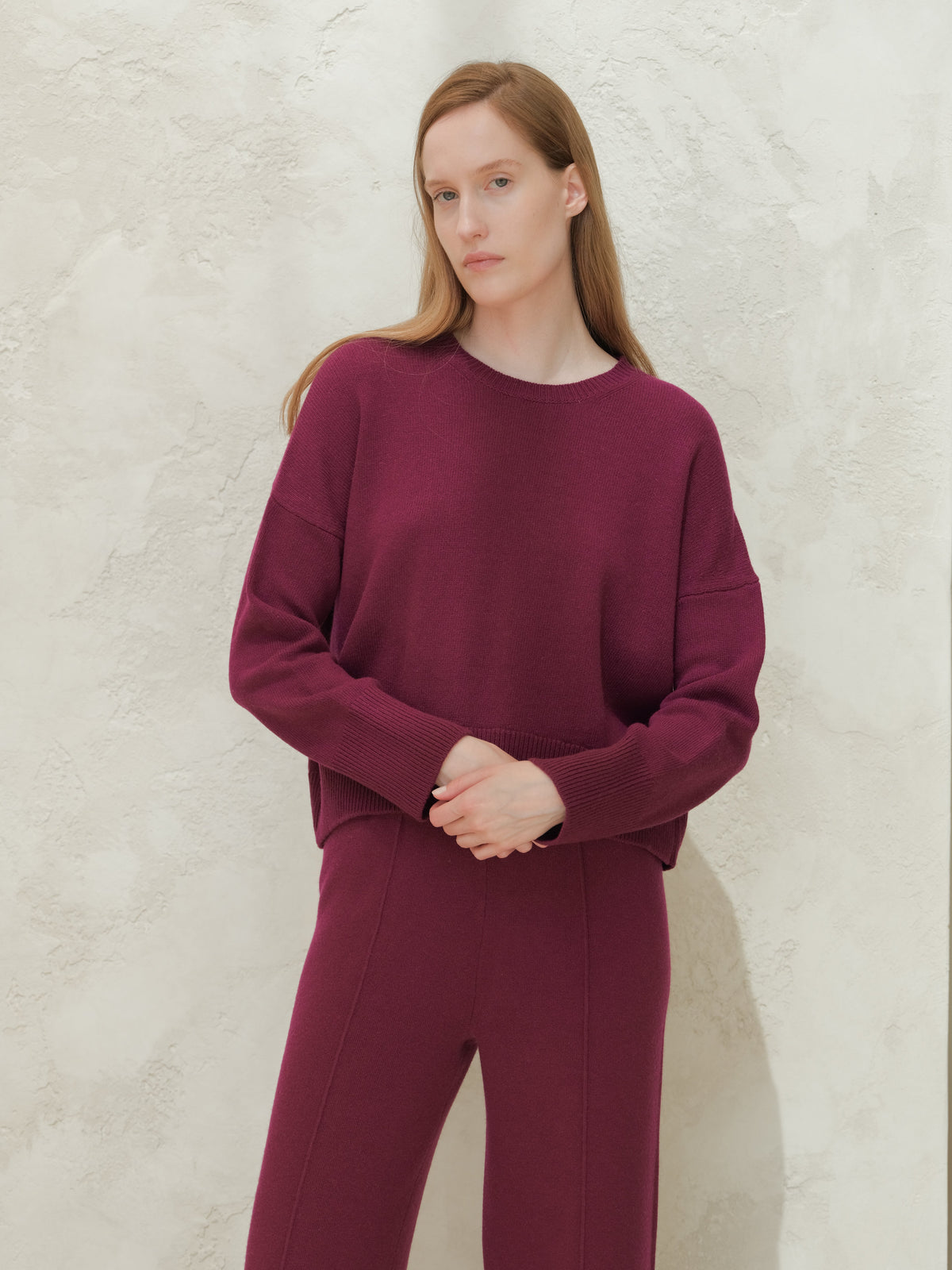 Pull décontracté à col rond en mélange cachemire