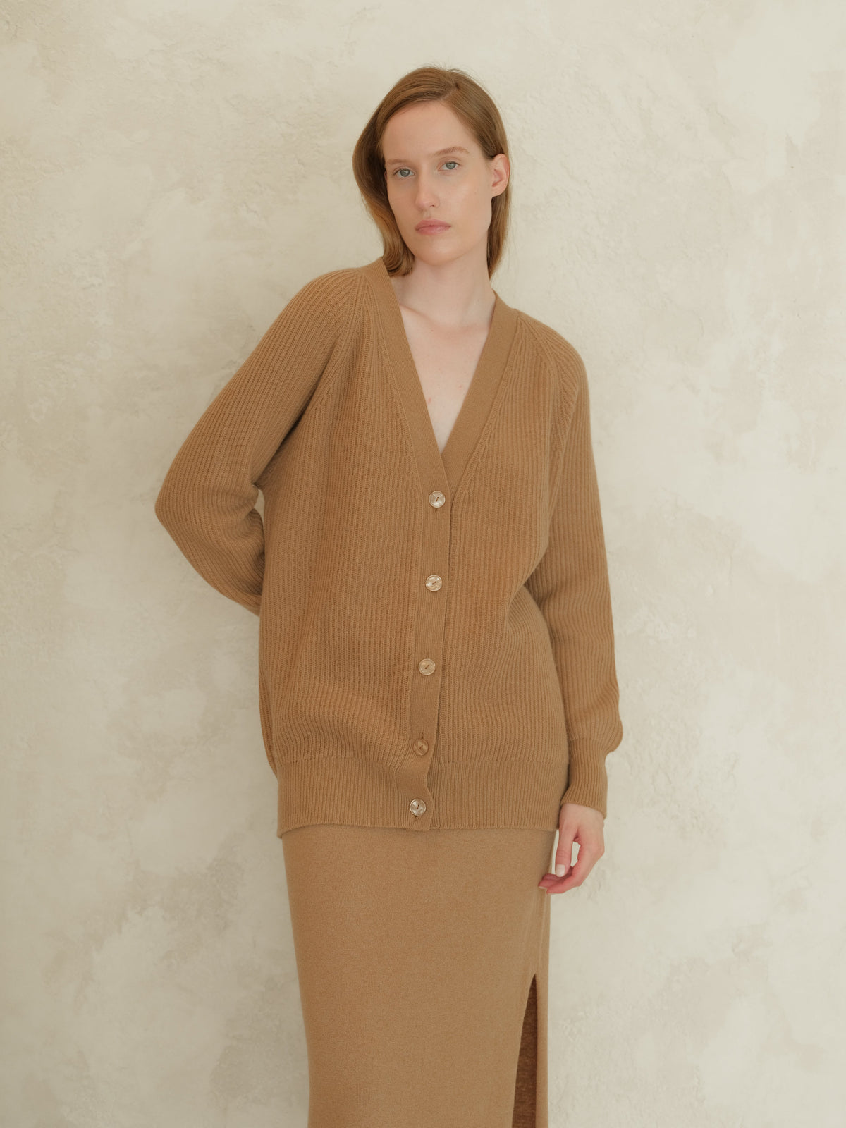 Cashmere Mix Long Ribbed Cardigan, premium Italian knitwear