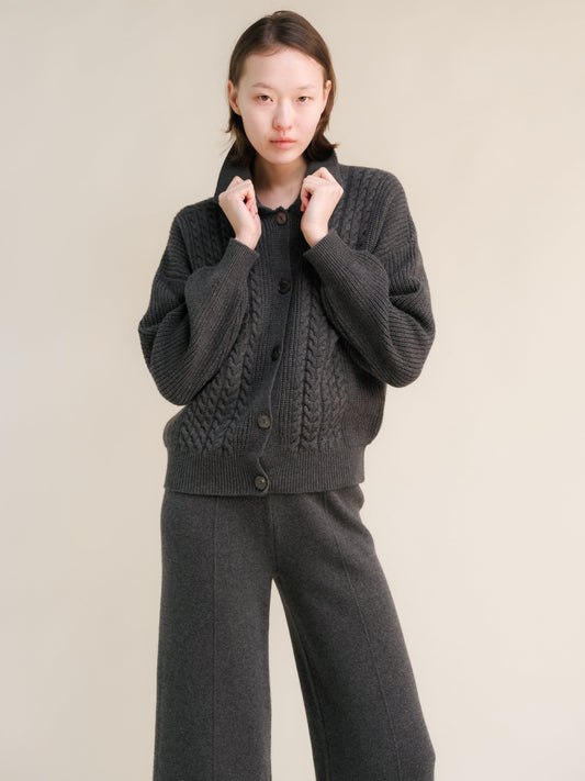 Cardigan mit Kaschmiranteil und Zopfmuster