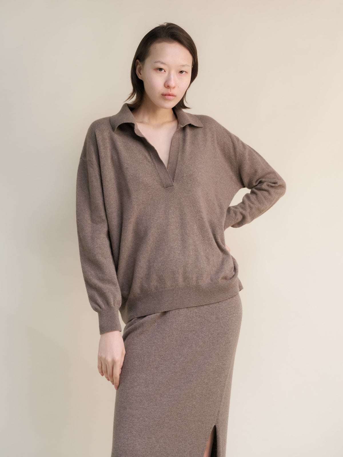 Polo-Strickpullover aus Kaschmir-Mix