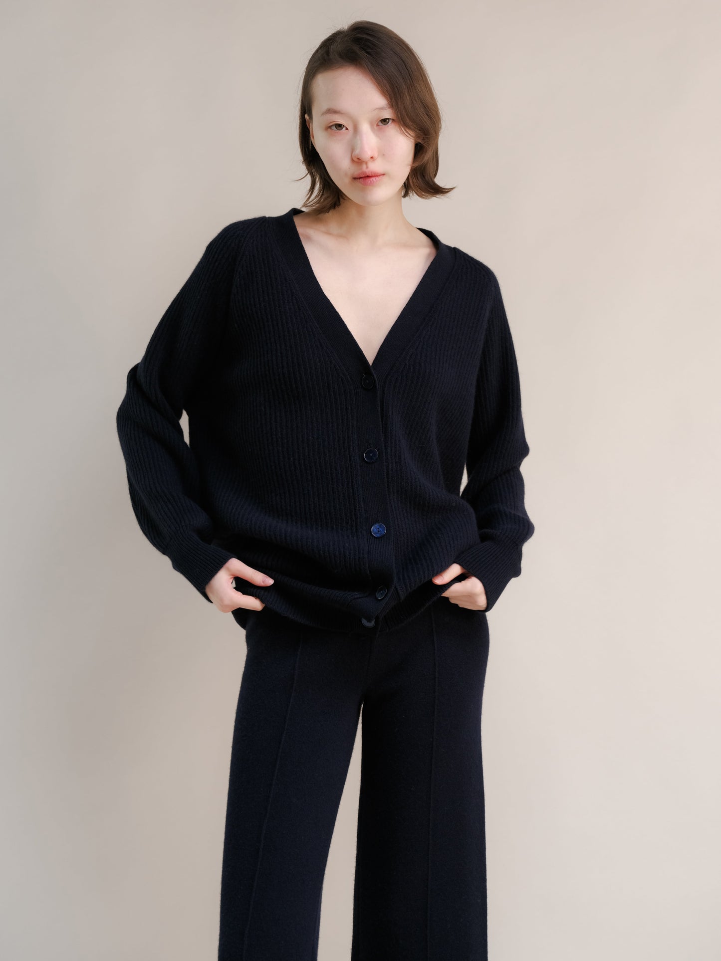 Cashmere Mix Long Ribbed Cardigan, premium Italian knitwear