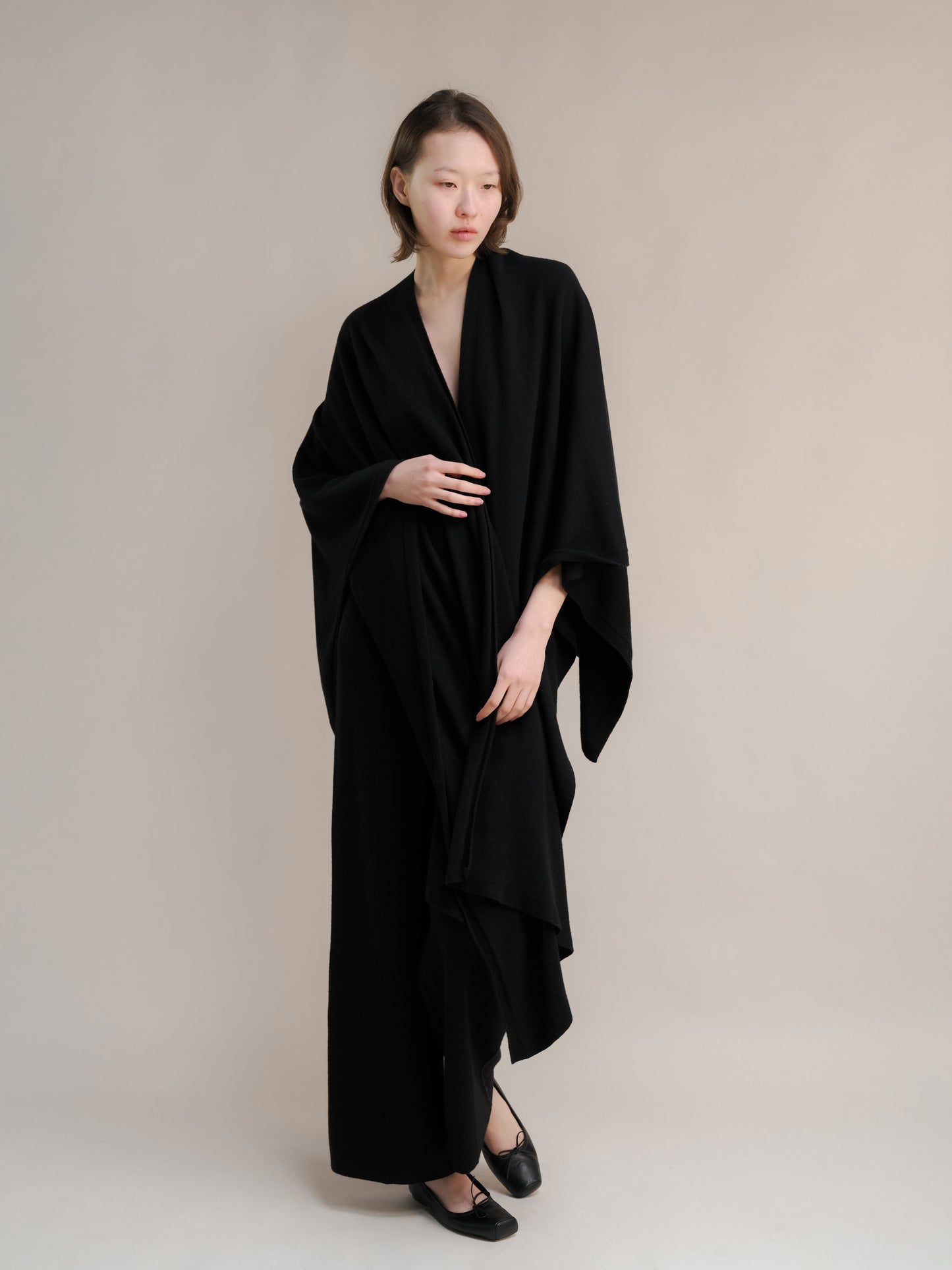 Cashmere Mix Maxi Cape - Italian Knitwear