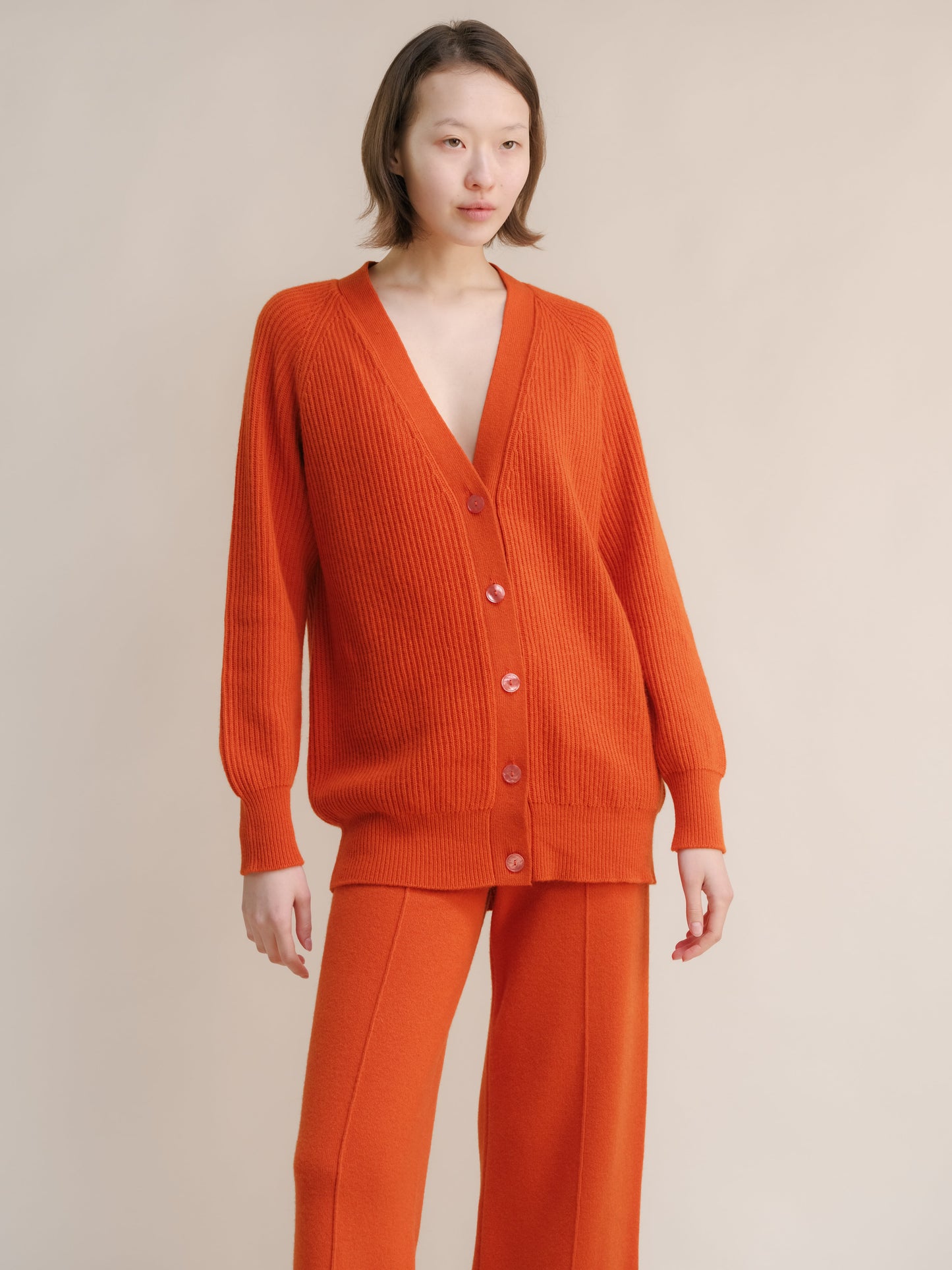 Cashmere Mix Long Ribbed Cardigan, premium Italian knitwear