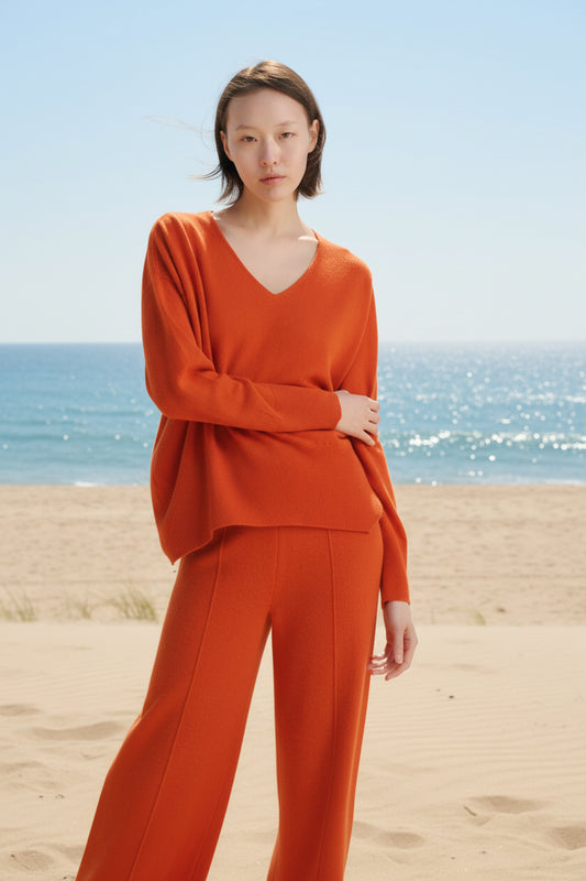 Maxi-V-Pullover aus Kaschmir-Mix