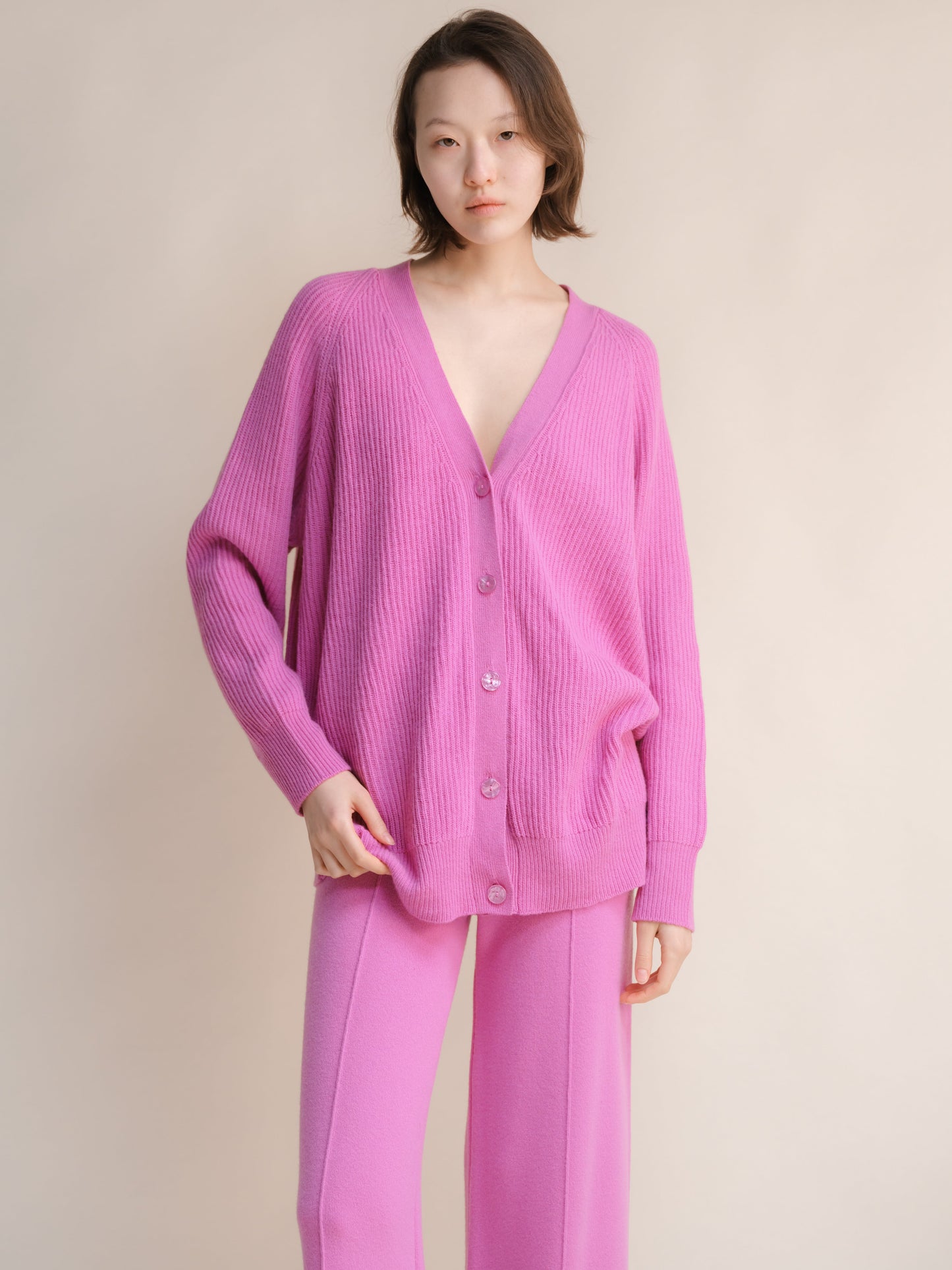 Cashmere Mix Long Ribbed Cardigan, premium Italian knitwear