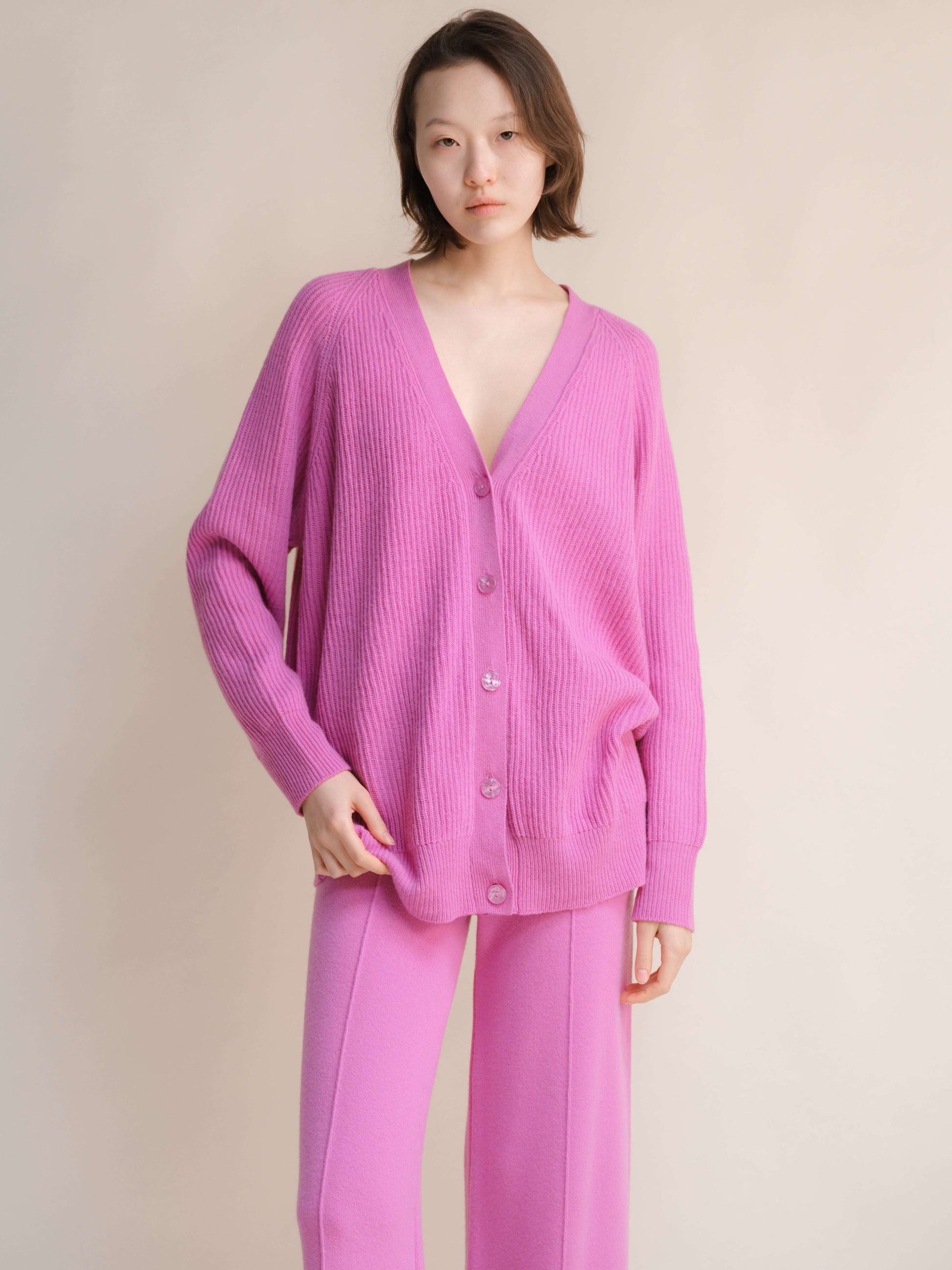 Cashmere Mix Long Ribbed Cardigan, premium Italian