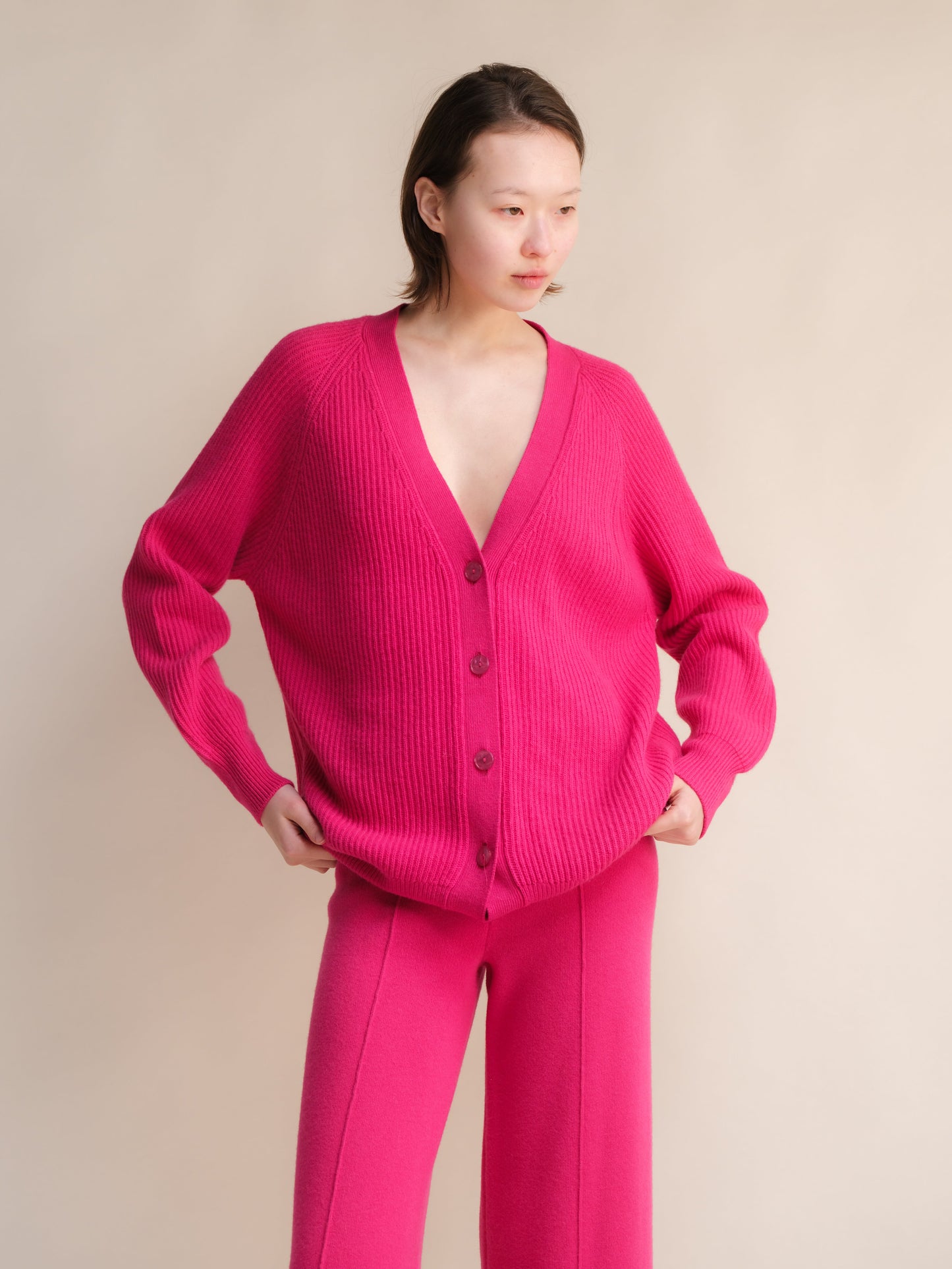 Cashmere Mix Long Ribbed Cardigan, premium Italian knitwear